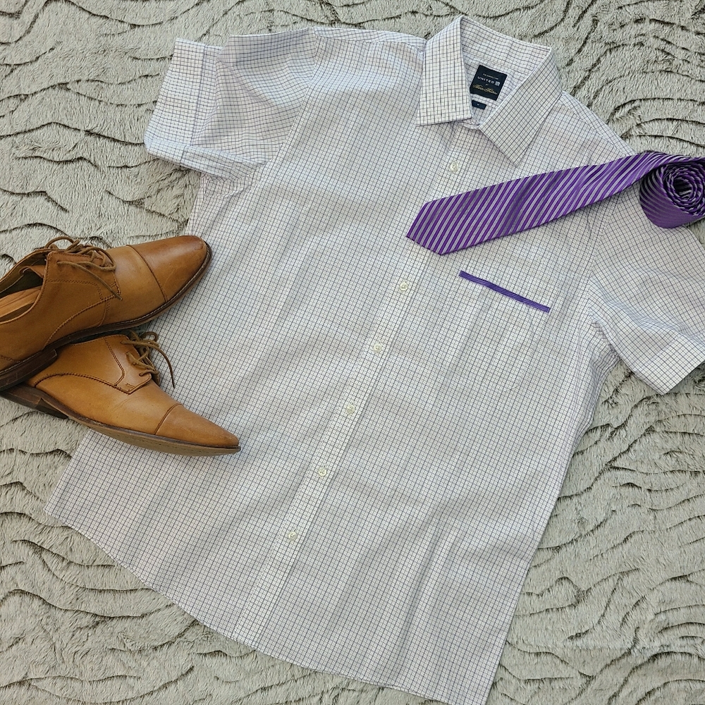 Brooks Brothers Purple Check Short Sleeve Shirt